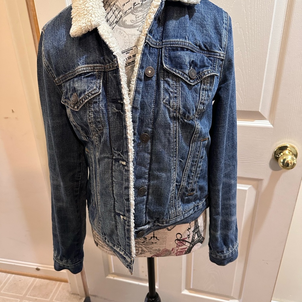 Abercrombie & Fitch Blue Jean Jacket with White Lining